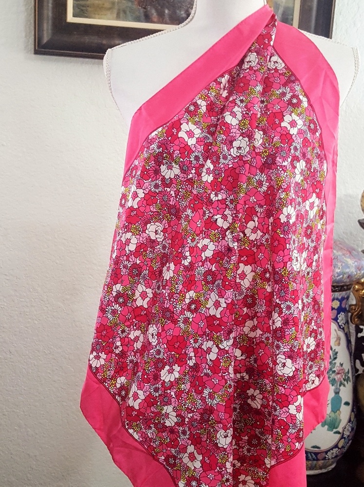 Pink floral big scarf